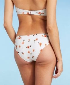 Outlet ⌛ Women's Cheeky Bikini Bottom - Shade & Shore™ White Floral Print 🎉
