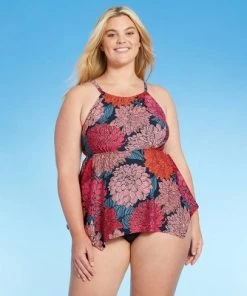 Flash Sale ⌛ Women's Plus Size High Neck Flow Away Tankini Top - Kona Sol™ Multi 🌟 -Swimsuits Official Site unnamed file 10056