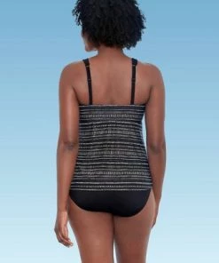 Top 10 🤩 Women's Slimming Control Keyhole High Neck Tankini Top - Dreamsuit by Miracle Brands Black Multi ✔️