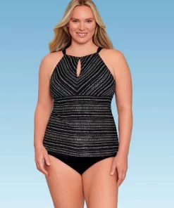 Top 10 🤩 Women's Slimming Control Keyhole High Neck Tankini Top - Dreamsuit by Miracle Brands Black Multi ✔️ -Swimsuits Official Site unnamed file 10095