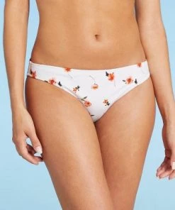 Outlet ⌛ Women's Cheeky Bikini Bottom - Shade & Shore™ White Floral Print 🎉 -Swimsuits Official Site unnamed file 1010