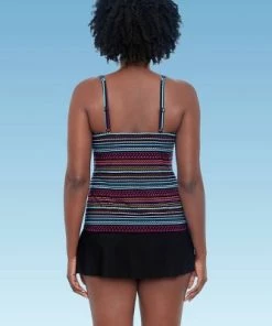 Hot Sale 🔔 Women's Slimming Control Seamed V-Neck Tankini Top - Dreamsuit by Miracle Brands Black 💯