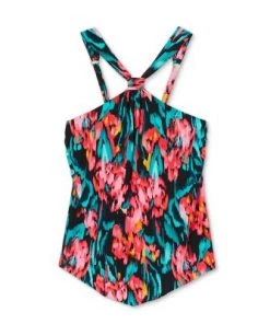 New ⭐ Women's Knot Halter Tankini Top - Aqua Green® Multi 😍 -Swimsuits Official Site unnamed file 10124