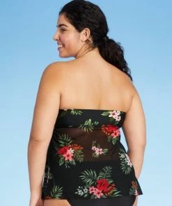 Best Pirce ⌛ Women's Ladder Trim Flyaway Tankini Top - Kona Sol™ Black Tropical Print 🛒 -Swimsuits Official Site unnamed file 10142
