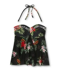 Best Pirce ⌛ Women's Ladder Trim Flyaway Tankini Top - Kona Sol™ Black Tropical Print 🛒 -Swimsuits Official Site unnamed file 10143