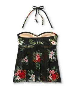 Best Pirce ⌛ Women's Ladder Trim Flyaway Tankini Top - Kona Sol™ Black Tropical Print 🛒 -Swimsuits Official Site unnamed file 10144