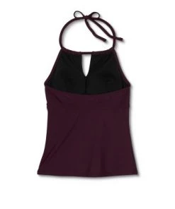 Best Sale 😍 Women's Post Mastectomy High Neck Tankini Top - Kona Sol™ Atlantic Burgundy 🔥