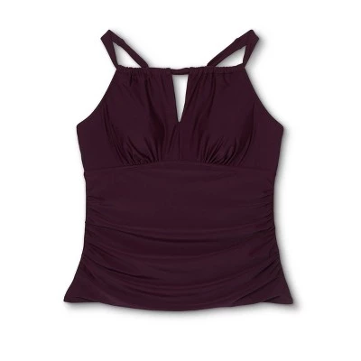 Best Sale 😍 Women's Post Mastectomy High Neck Tankini Top - Kona Sol™ Atlantic Burgundy 🔥 5 Best Sale 😍 Women's Post Mastectomy High Neck Tankini Top - Kona Sol™ Atlantic Burgundy 🔥 - Image 3