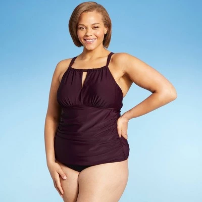 Best Sale 😍 Women's Post Mastectomy High Neck Tankini Top - Kona Sol™ Atlantic Burgundy 🔥 15 Best Sale 😍 Women's Post Mastectomy High Neck Tankini Top - Kona Sol™ Atlantic Burgundy 🔥 - Image 13
