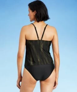 Promo ❤️ Women's V-Neck Tankini Top - All in Motion™ Olive Green & Black 😍