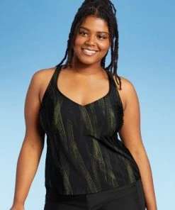 Promo ❤️ Women's V-Neck Tankini Top - All in Motion™ Olive Green & Black 😍 -Swimsuits Official Site unnamed file 10207