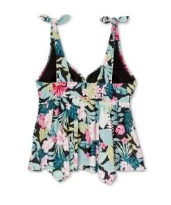 Brand new 🎁 Women's Plus Size Plunge V-Neck Bow Sharkbite Tankini Top - Kona Sol™ Multi 😍 -Swimsuits Official Site unnamed file 10230