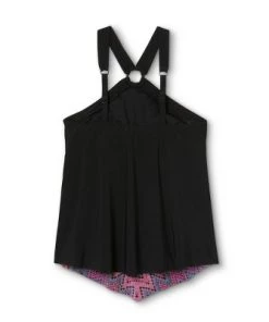 Top 10 💯 Women's High Neck Ring Tankini Top - Aqua Green® Black Multi 🌟 -Swimsuits Official Site unnamed file 10239