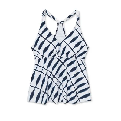 Best Pirce ๐ Women's Plus Size Flowy Racerback Tankini Top - Kona Solโข Blue Shibori Print ๐ 4 Best Pirce ๐ Women's Plus Size Flowy Racerback Tankini Top - Kona Solโข Blue Shibori Print ๐ - Image 2