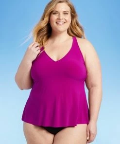 Wholesale 🔔 Women's Plus Size V-Neck Halter Tankini Top - Aqua Green® Purple 🔥 -Swimsuits Official Site unnamed file 10259