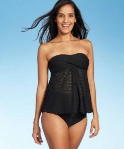 Cheapest 🔥 Maternity Crochet Bandeau Flyaway Tankini Top - Isabel Maternity by Ingrid & Isabel™ Black 🔥 -Swimsuits Official Site unnamed file 10313