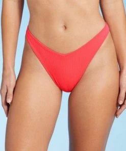 Best reviews of 👍 Women's V-Front Ribbed High Leg Extra Cheeky Bikini Bottom - Shade & Shore™ Coral 🔥 -Swimsuits Official Site unnamed file 1037