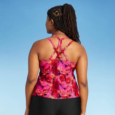 Best deal š Women's Plus Size Square Neck Tankini Top - All in Motion⢠Black & Pink Floral ā 3 Best deal š Women's Plus Size Square Neck Tankini Top - All in Motion⢠Black & Pink Floral ā