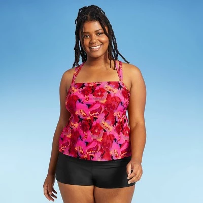 Best deal š Women's Plus Size Square Neck Tankini Top - All in Motion⢠Black & Pink Floral ā 8 Best deal š Women's Plus Size Square Neck Tankini Top - All in Motion⢠Black & Pink Floral ā - Image 6