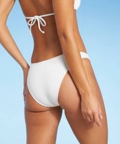 Buy ✔️ Juniors' Ribbed Ring Side Cheeky High Leg Bikini Bottom - Xhilaration™ White 🔥