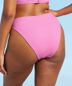 Promo 💯 Juniors' Textured Cheeky Mid-Rise High Leg Bikini Bottom - Xhilaration™ Pink 🌟 -Swimsuits Official Site unnamed file 1128