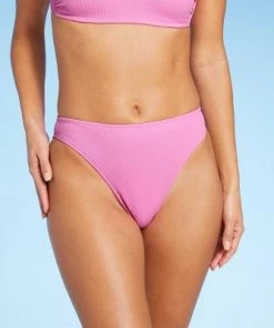Promo 💯 Juniors' Textured Cheeky Mid-Rise High Leg Bikini Bottom - Xhilaration™ Pink 🌟 -Swimsuits Official Site unnamed file 1133