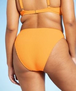 Wholesale 🧨 Juniors' Textured Terry Cheeky Mid-Rise Bikini Bottom - Xhilaration™ Hot Citrus Orange 😍 -Swimsuits Official Site unnamed file 1145