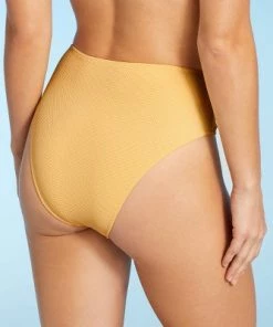 New 🤩 Women's Pique Textured High Waist High Leg Extra Cheeky Bikini Bottom - Shade & Shore™ Light Yellow 🤩