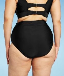 Coupon 🔥 Women's Plus Size High Waist Bikini Bottom - Kona Sol™ Black 🔔