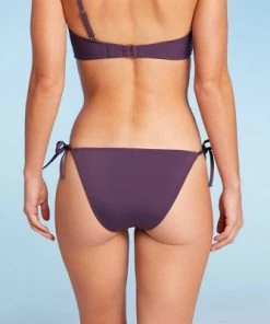 New ❤️ Women's Side-Tie Cheeky Bikini Bottom - Shade & Shore™ Dark Purple ⌛
