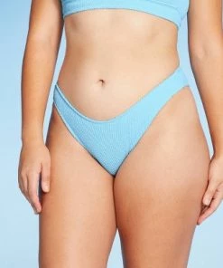 Hot Sale 🎉 Juniors' Textured Cheeky High Leg Scoop Bikini Bottom - Xhilaration™ Blue 😀 -Swimsuits Official Site unnamed file 1257