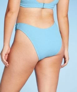 Hot Sale 🎉 Juniors' Textured Cheeky High Leg Scoop Bikini Bottom - Xhilaration™ Blue 😀 -Swimsuits Official Site unnamed file 1258