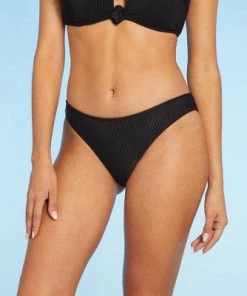 Cheapest 🎉 Women's Ribbed High Leg Extra Cheeky Bikini Bottom - Shade & Shore™ Black 🎉 -Swimsuits Official Site unnamed file 1280