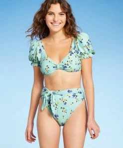 Deals 🎉 Women's High Cut Tie-Front Bikini Bottom - Sea Angel Green 🧨 -Swimsuits Official Site unnamed file 1284
