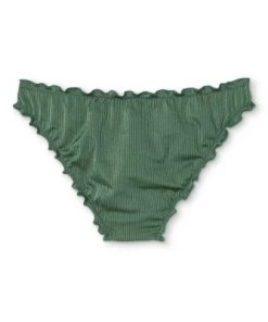 Discount 👍 Juniors' Shiny Ribbed Ruffle Cheeky Bikini Bottom - Xhilaration™ Moss Green 👍 -Swimsuits Official Site unnamed file 1373