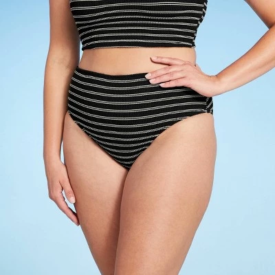 Cheap 🎁 Women's Textured Pucker Mid-Rise Medium Coverage Bikini Bottom - Kona Sol™ Black 👏 5 Cheap 🎁 Women's Textured Pucker Mid-Rise Medium Coverage Bikini Bottom - Kona Sol™ Black 👏 - Image 3