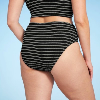 Cheap 🎁 Women's Textured Pucker Mid-Rise Medium Coverage Bikini Bottom - Kona Sol™ Black 👏 6 Cheap 🎁 Women's Textured Pucker Mid-Rise Medium Coverage Bikini Bottom - Kona Sol™ Black 👏 - Image 4