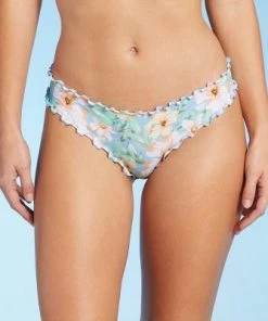 Coupon 👏 Women's Ruffle Cheeky Bikini Bottom - Shade & Shore™ Light Blue Floral 🛒 -Swimsuits Official Site unnamed file 1559