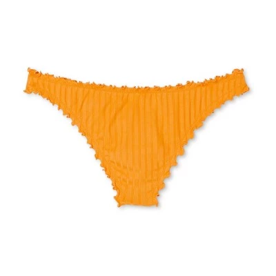 Discount 🔔 Women's Ribbed Ruffle High Leg Extra Cheeky Bikini Bottom - Shade & Shore™ Golden Yellow 😍 8 Discount 🔔 Women's Ribbed Ruffle High Leg Extra Cheeky Bikini Bottom - Shade & Shore™ Golden Yellow 😍 - Image 6