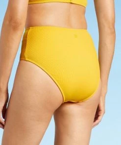 Buy 🛒 Women's Ribbed High Waist Bikini Bottom - All in Motion™ Golden Yellow 😀