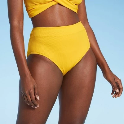 Buy 🛒 Women's Ribbed High Waist Bikini Bottom - All in Motion™ Golden Yellow 😀 5 Buy 🛒 Women's Ribbed High Waist Bikini Bottom - All in Motion™ Golden Yellow 😀 - Image 3