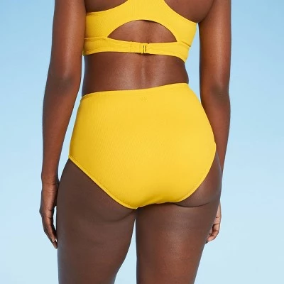 Buy 🛒 Women's Ribbed High Waist Bikini Bottom - All in Motion™ Golden Yellow 😀 6 Buy 🛒 Women's Ribbed High Waist Bikini Bottom - All in Motion™ Golden Yellow 😀 - Image 4