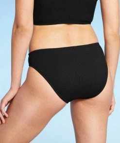 Best reviews of ⌛ Women's Mid-Rise Ribbed Textured Bikini Bottom - Sea Angel Black 💯