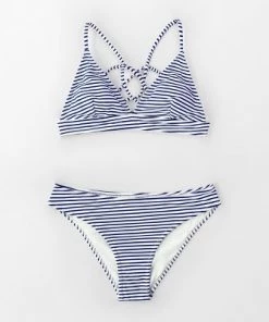 Wholesale 🔥 Women's Hit Summer Stripe Crisscross Low Waist Bikini - Cupshe 🧨