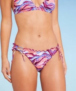 Cheap 😀 Women's Tie Detail High Leg Extra Cheeky Ruffle Bikini Bottom - Shade & Shore™ Multi Animal Print 😍 -Swimsuits Official Site unnamed file 1810