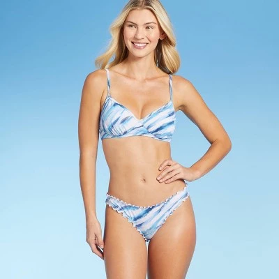 Top 10 ⭐ Women's Ribbed Ruffle High Leg Extra Cheeky Bikini Bottom - Shade & Shore™ Blue Tie-Dye 💯 4 Top 10 ⭐ Women's Ribbed Ruffle High Leg Extra Cheeky Bikini Bottom - Shade & Shore™ Blue Tie-Dye 💯 - Image 2