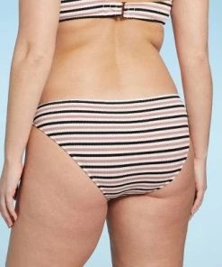 Deals ❤️ Women's Pique Textured Cheeky Bikini Bottom - Shade & Shore™ Black & White Stripe 👍 -Swimsuits Official Site unnamed file 1837