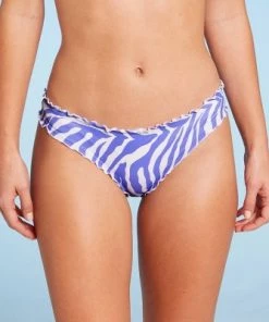 Deals 😀 Women's Ruffle Cheeky Bikini Bottom - Shade & Shore™ Purple & White Animal Print 🎁 -Swimsuits Official Site unnamed file 1899