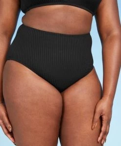 Cheap ⭐ Women's Ribbed Textured High Waist Medium Coverage Bikini Bottom - Kona Sol™ Black ✨ -Swimsuits Official Site unnamed file 1902