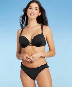 Cheapest ✔️ Women's Ruffle Extra Cheeky Bikini Bottom - Shade & Shore™ Black ⌛ -Swimsuits Official Site unnamed file 2040